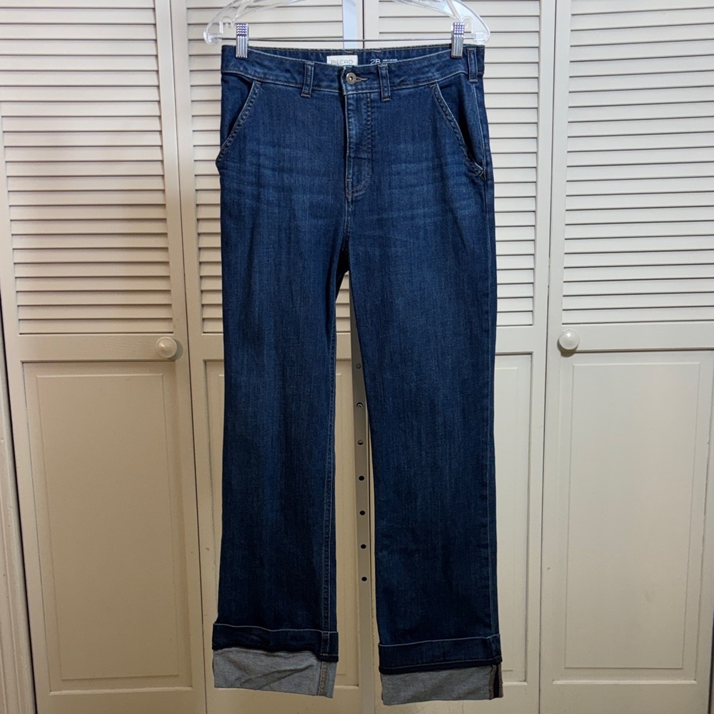 Anthropologie Pilcro High Rise Women's Cuffed Wide Leg Jeans Size 28